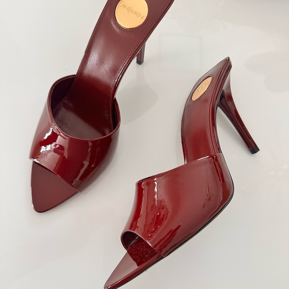 Saint Laurent Deep Red Open-Toe Heels